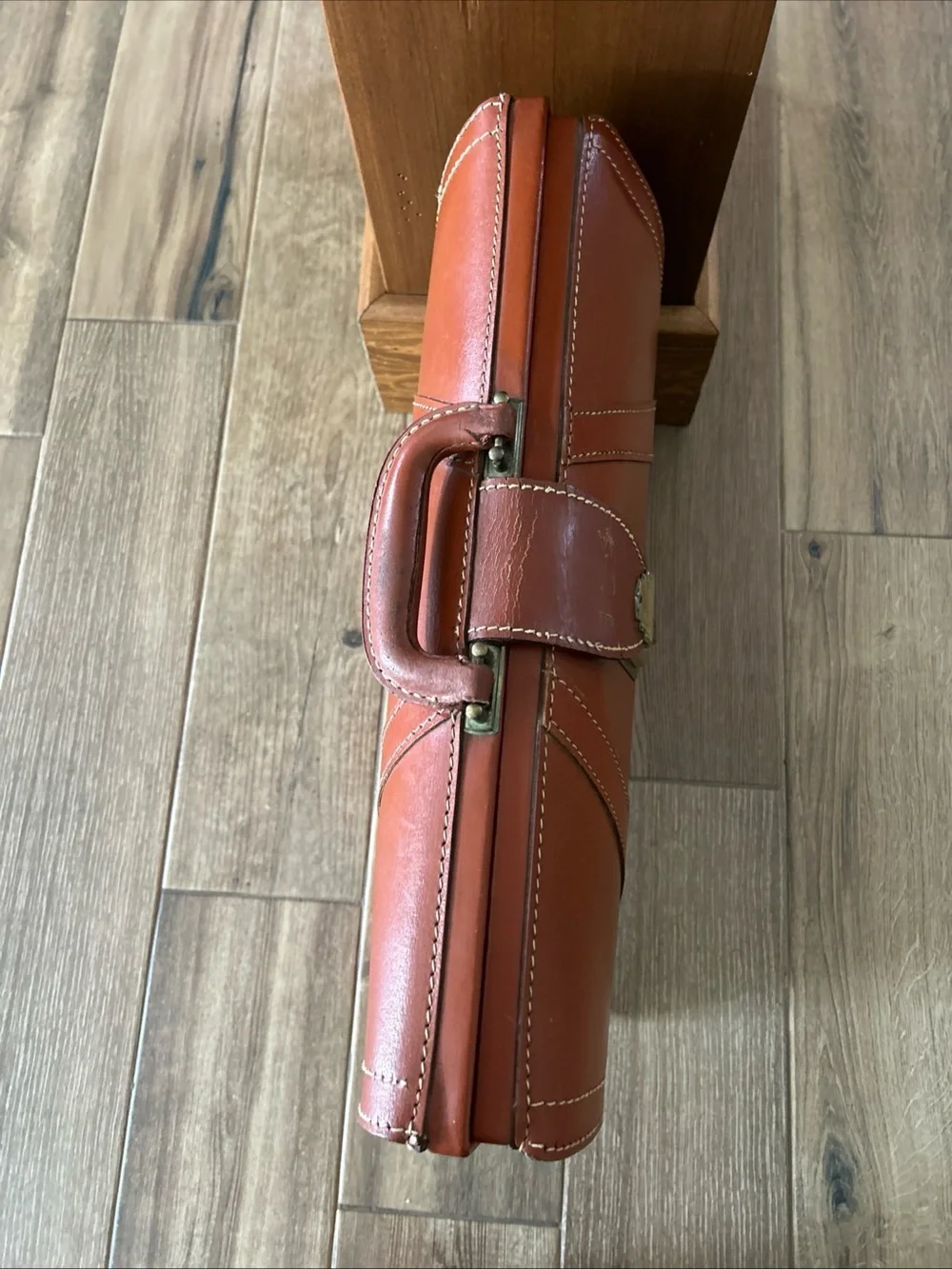 VINTAGE Genuine Deep Cowhide Leather Military Style Briefcase 1960’s Mid Century